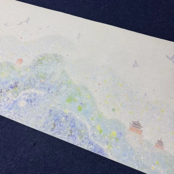 【纳米点彩青山长卷】大风堂纳米半生熟毛笔书法作品宣纸