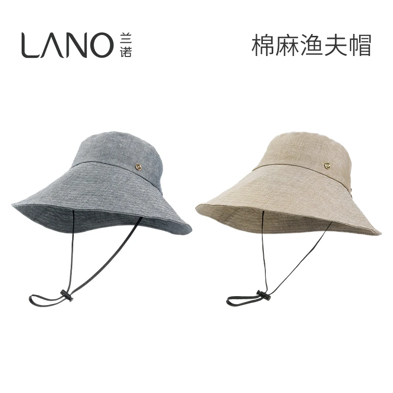 兰诺蝴蝶结渔夫帽女2025夏季新款大头围太阳帽大帽檐防晒遮阳帽子
