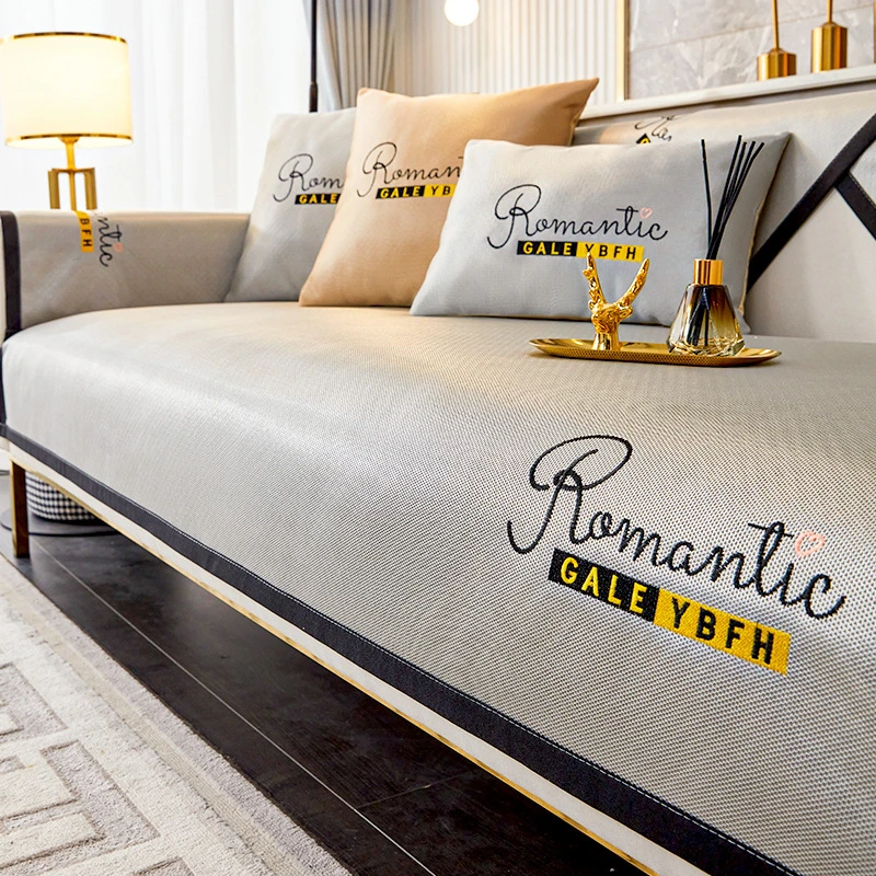 夏季冷感冰丝沙发垫新款轻奢高端皮沙发套罩夏天款凉席座垫子