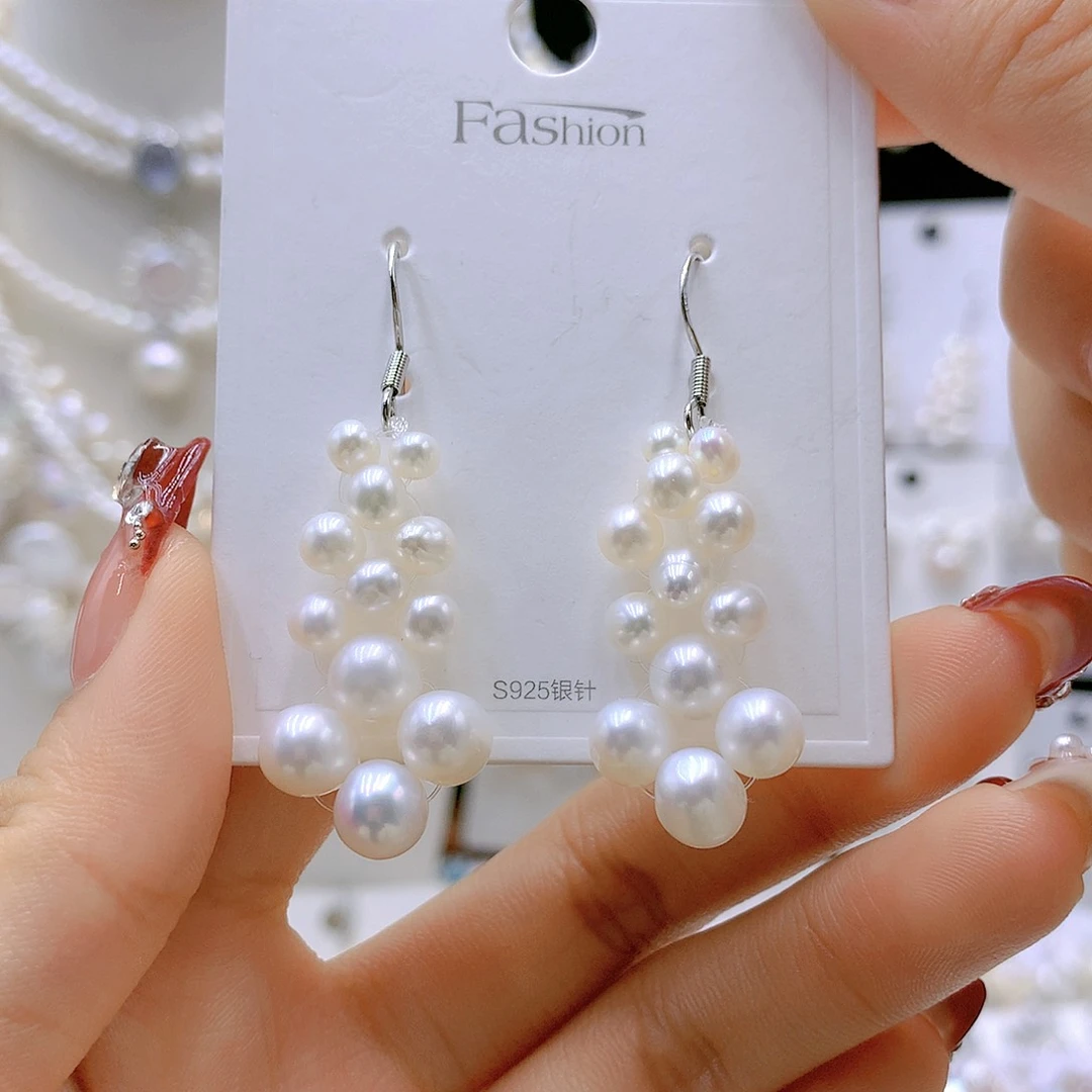银S925镶嵌耳饰淡水珍珠