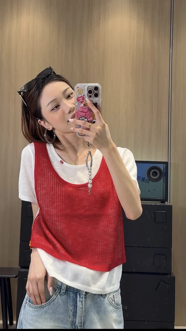 "浮云织梦"亚麻针织假两件上衣