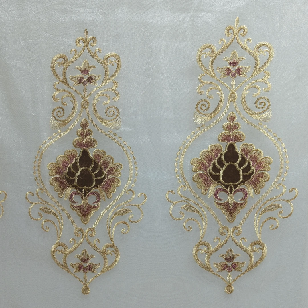 00096 窗帘纱成品刺绣挂钩款阳台防晒窗纱宽7米高2.7米免费对开