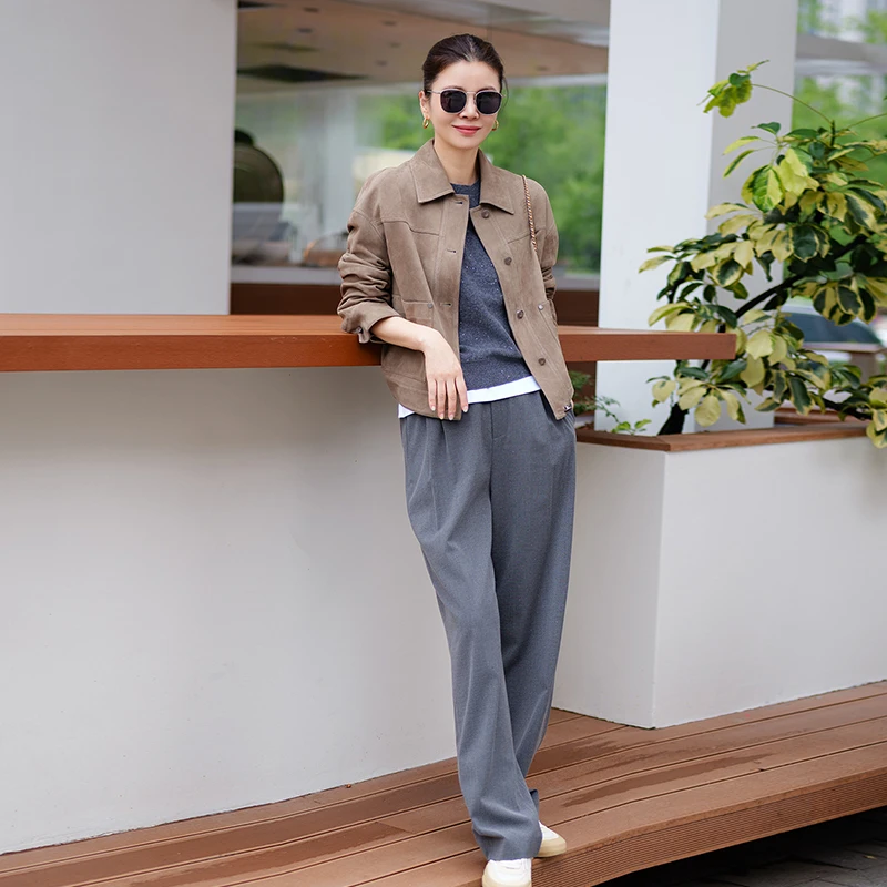 VESSI 金社长云舒羊毛直筒抗皱垂感直筒休闲长裤