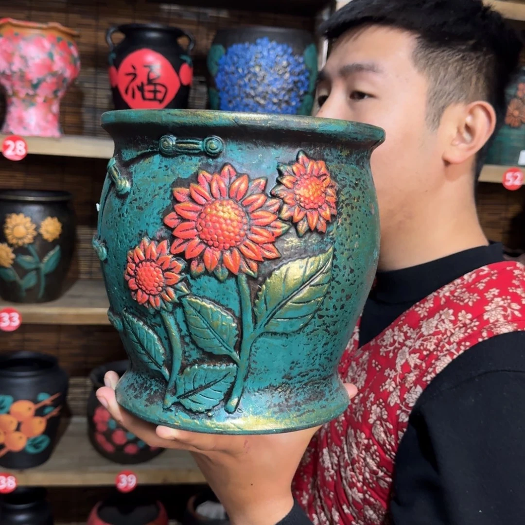 带孔高端浮雕花盆炸炸炸