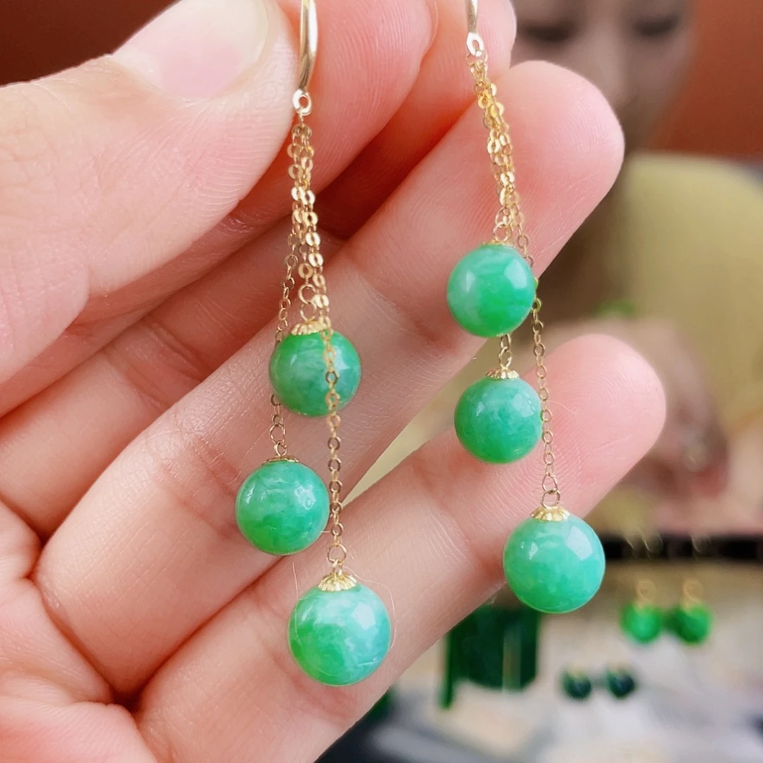 翡翠18K金镶嵌耳饰