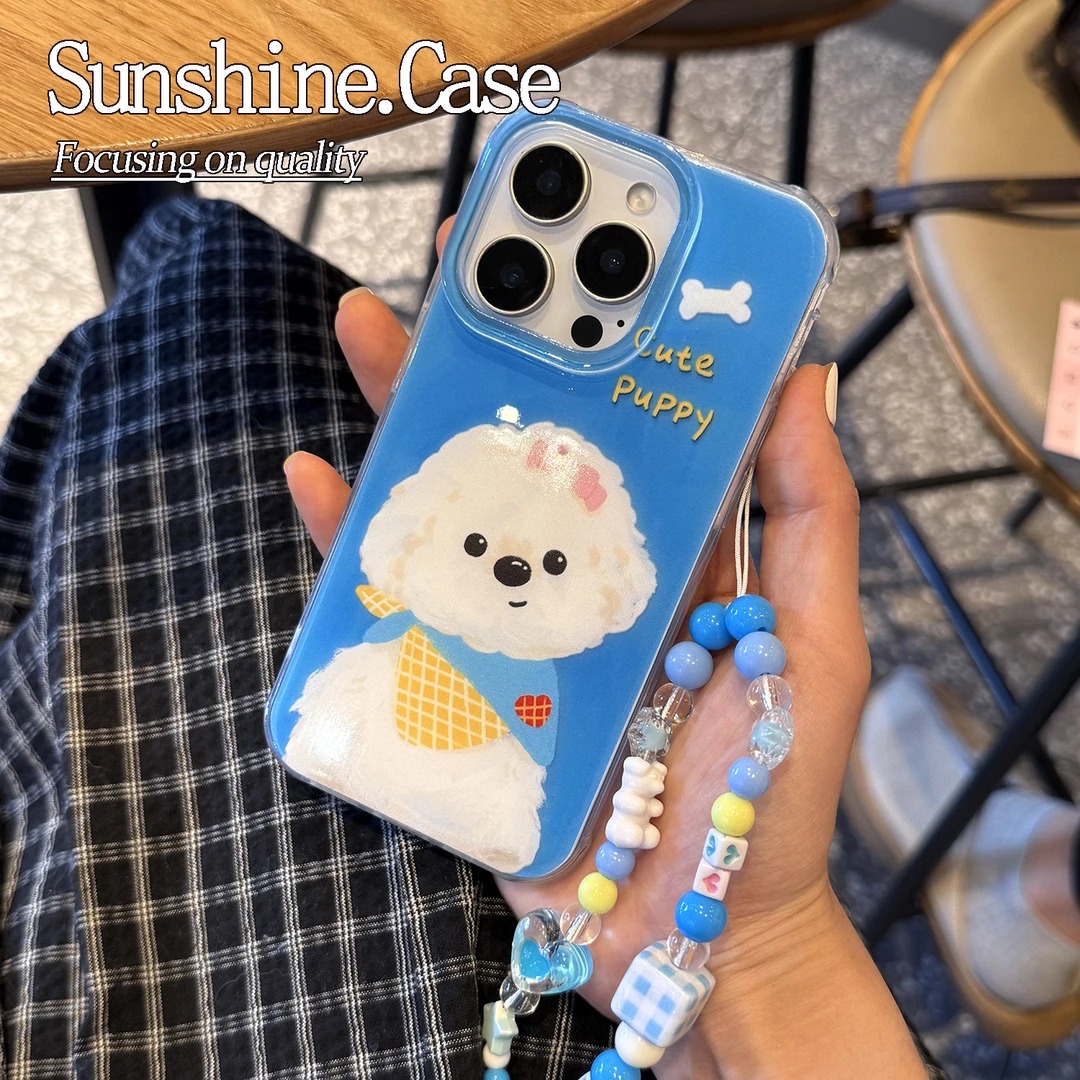 蓝色狗狗IMD手机壳适用苹果华为vivo小米oppo女款iphone16/15