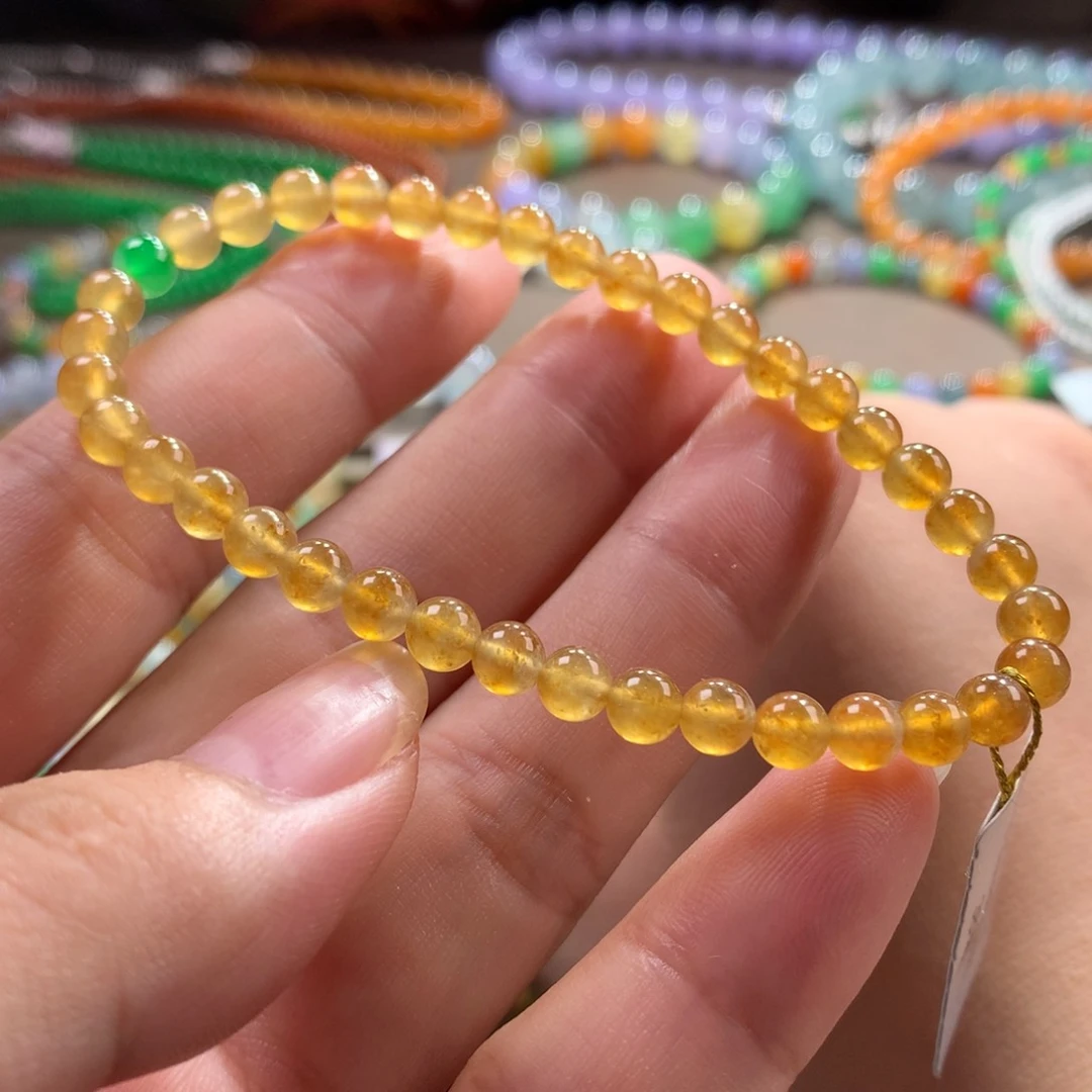 未镶嵌手链翡翠翡翠高冰冰鲜黄翡卡4.80～5+