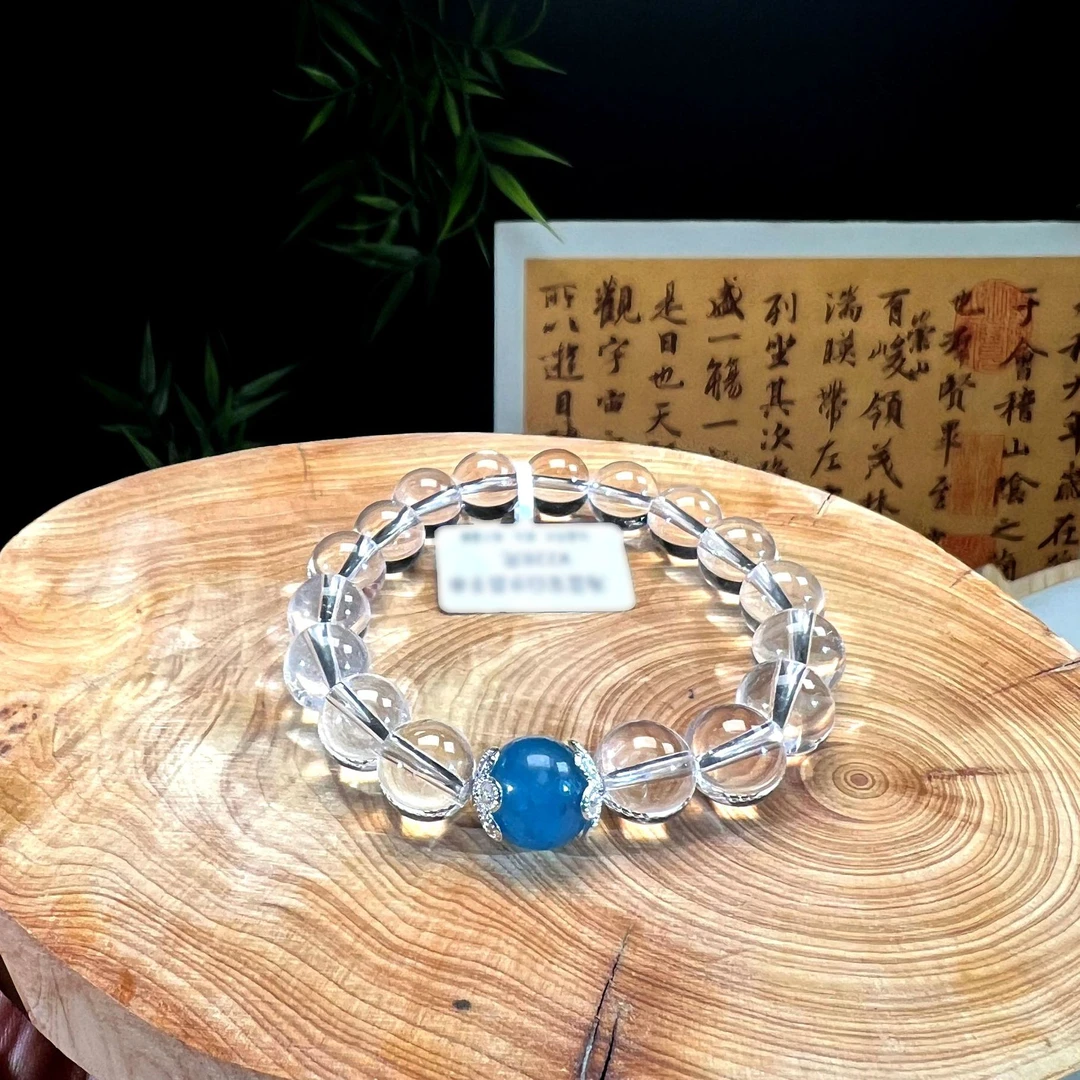 白水晶海蓝宝手串露丝同款