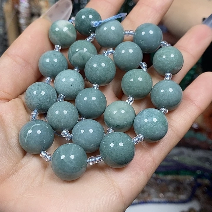 玛瑙/玉髓未镶嵌珠宝半成品天然蓝水翡翡卡14mm