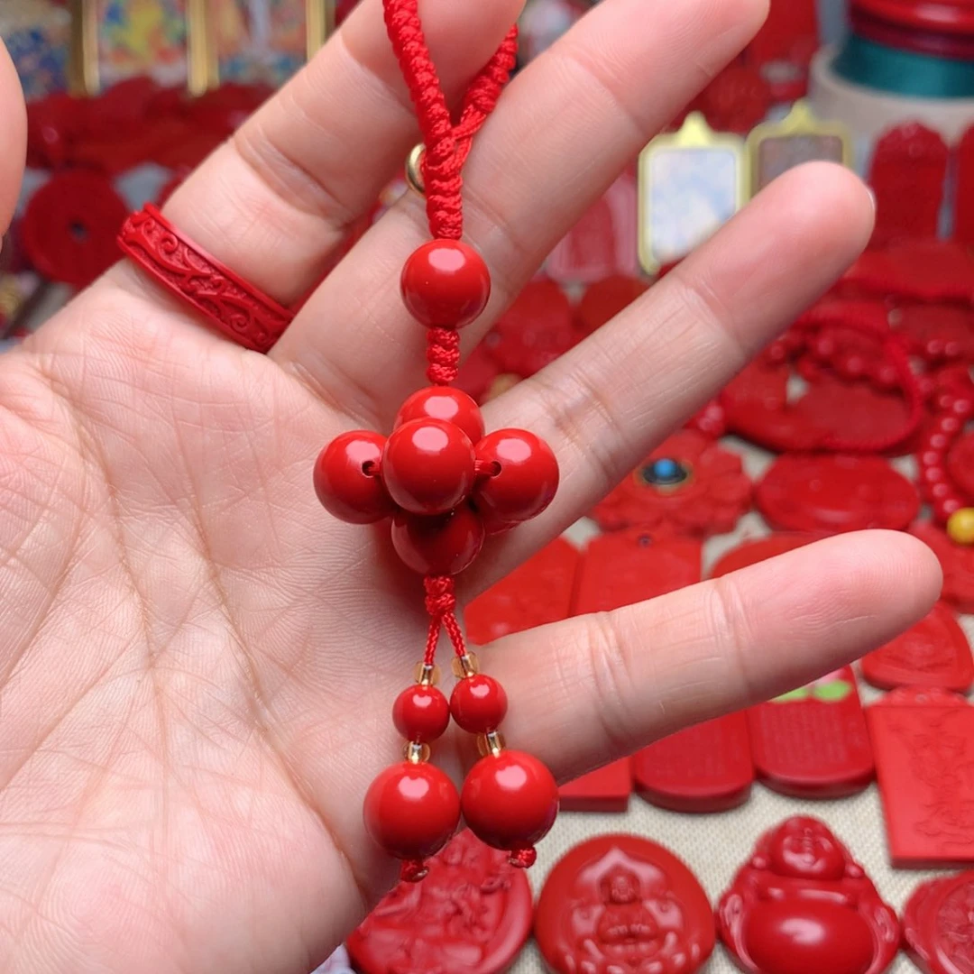 天然辰砂工艺品朱砂钥匙扣包包挂