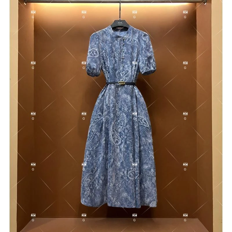 春夏丨设计师法式印花轻奢女士连衣裙 GS-56085