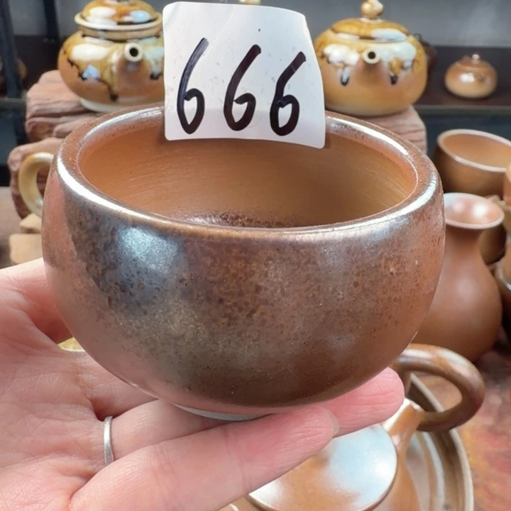 建水紫陶白泥柴烧杯