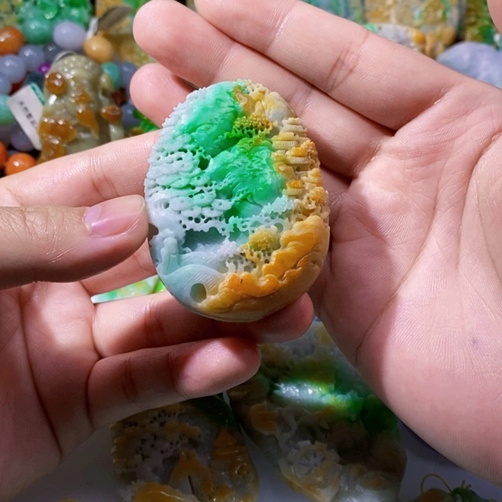 未镶嵌定制翡翠翡翠山水牌