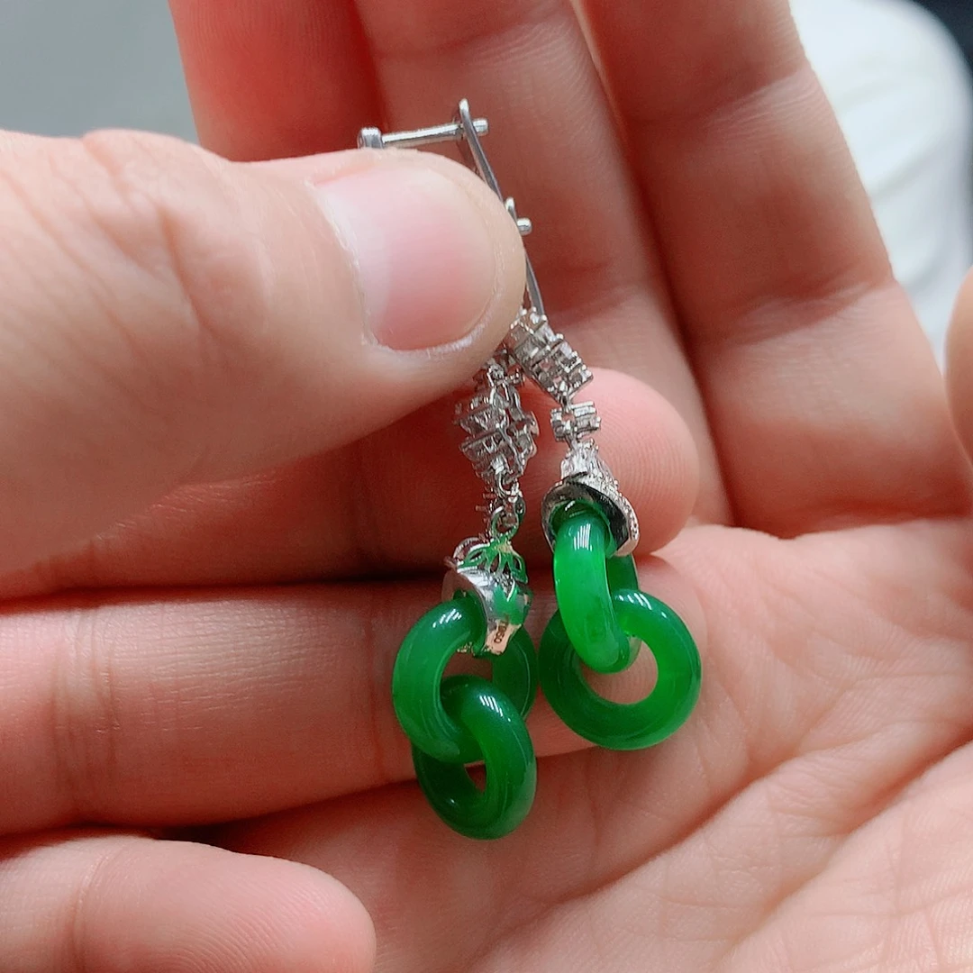 翡翠挂件14K金镶嵌