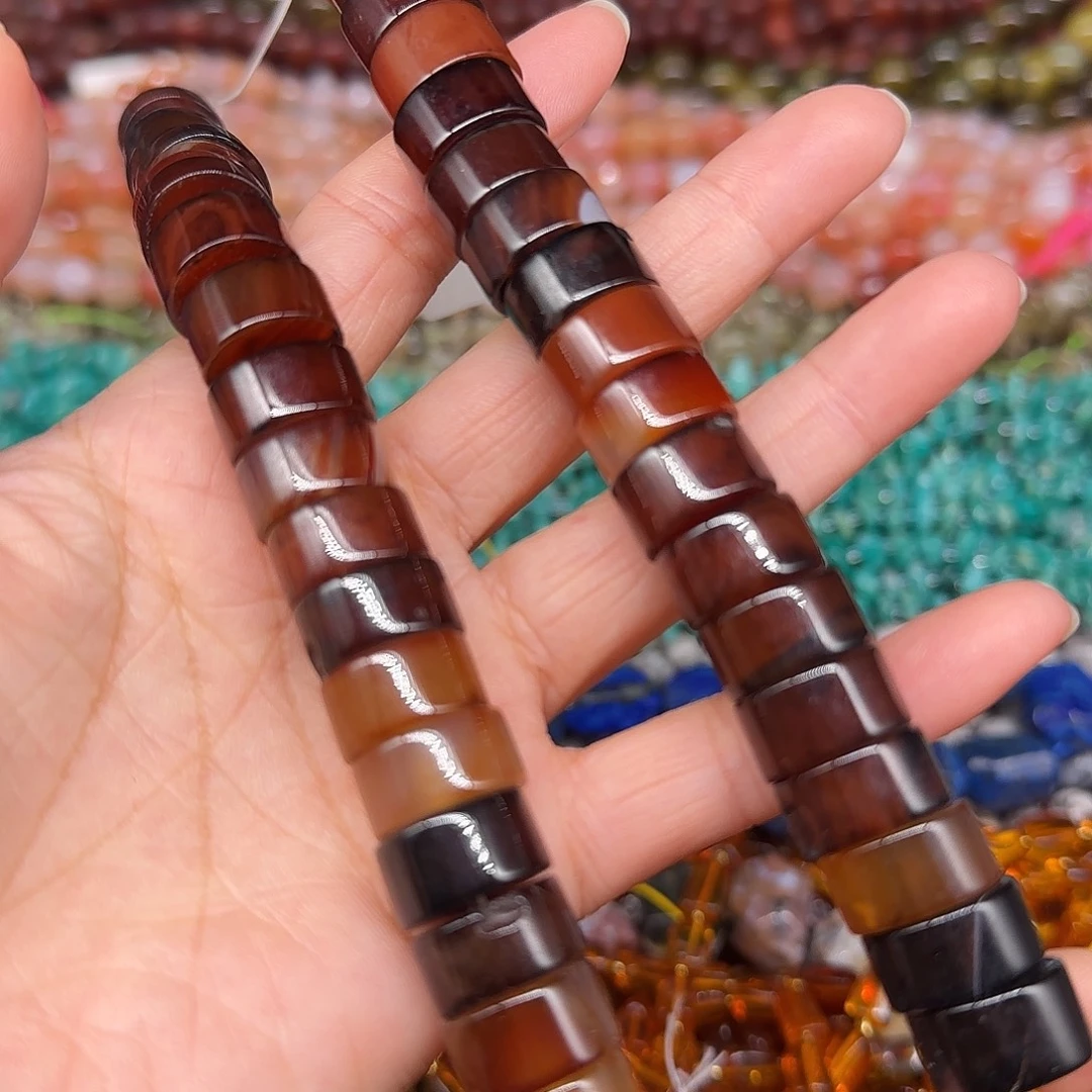 玛瑙/玉髓合金珠宝半成品老玛瑙15mm一条剁珠