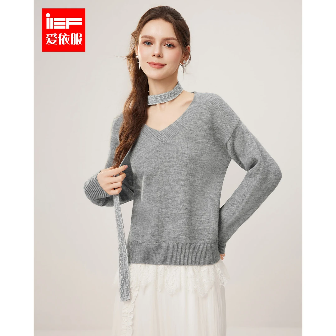 IEF/爱依服2025冬季新款法式纯欲氛围感慵懒风百搭设计感毛织上衣