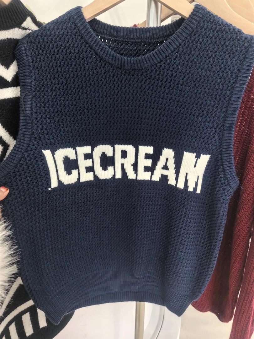 雾霾蓝毛衣春秋款洋气休闲无袖时尚圆领百搭毛衣针织保暖马甲