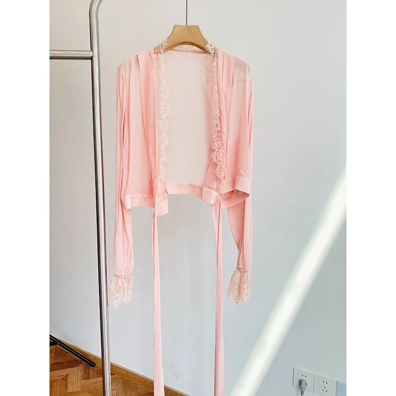 65SY3663法式浪漫蕾丝拼接开衫防晒衣女夏季长袖披肩外搭衬衫上衣