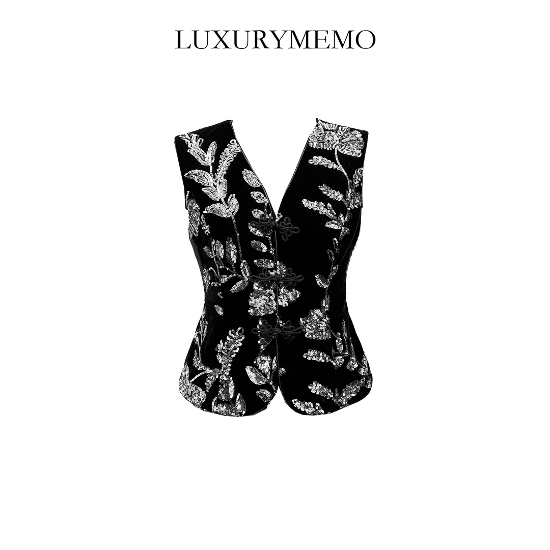 【刘熊熊】高级定制黑色气质醋酸马甲