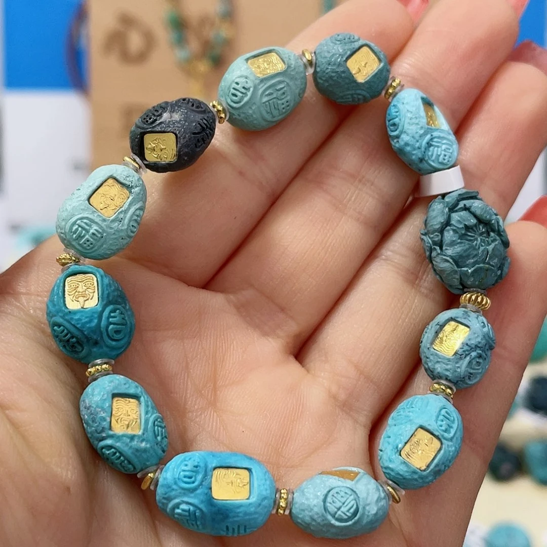 绿松石珠宝奇石18K金镶嵌