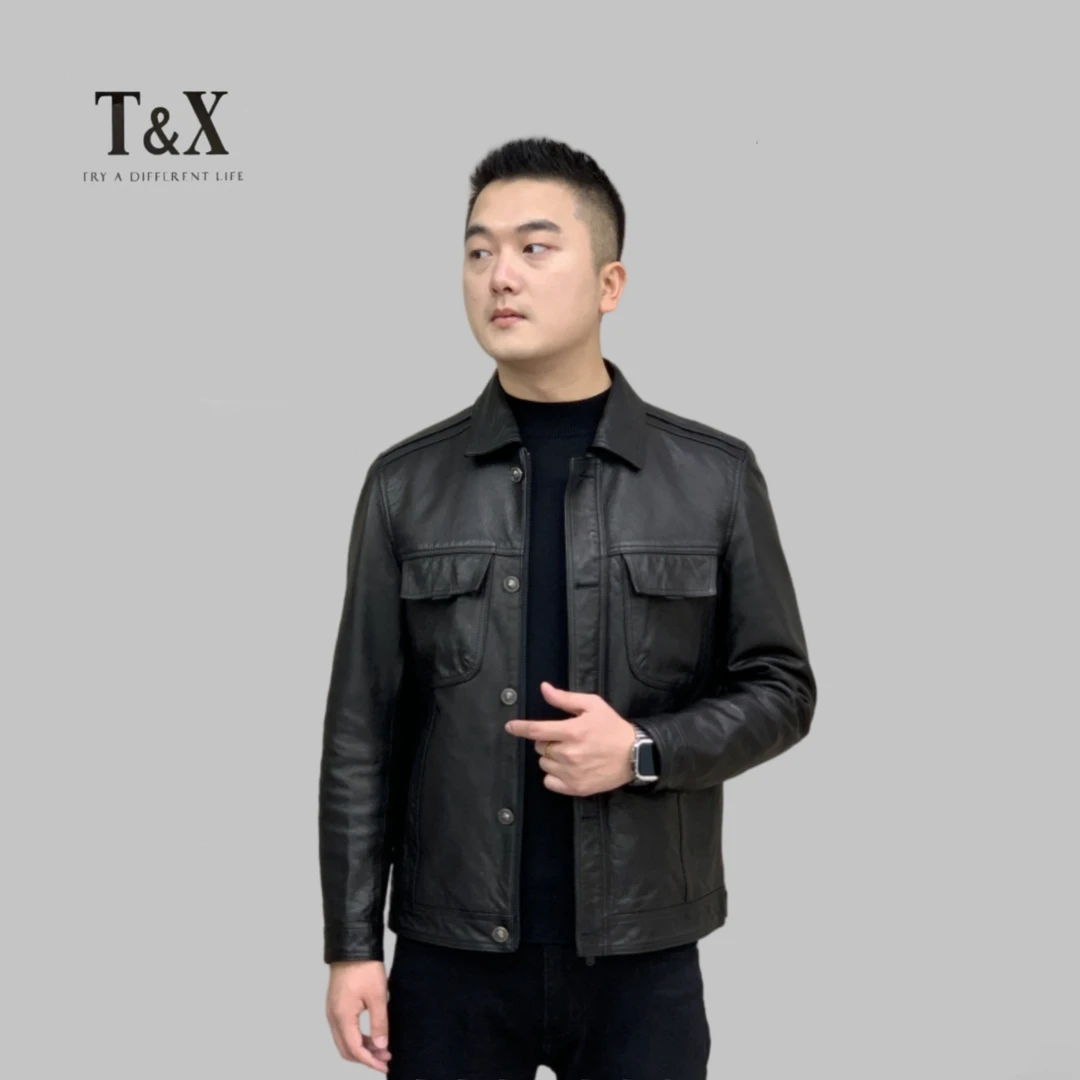 T&X/梯形2024男士新款经典时尚真皮绵羊皮衣夹克百搭外套(0117)