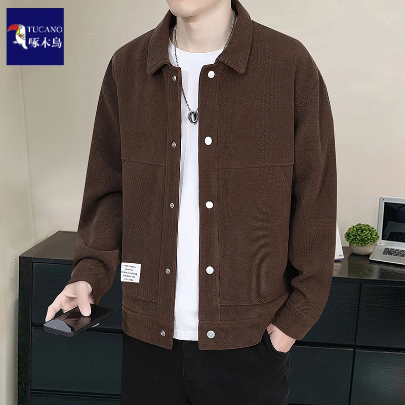啄木鸟2025春季夹克外套男高街日系简约风宽松休闲百搭男装上衣服