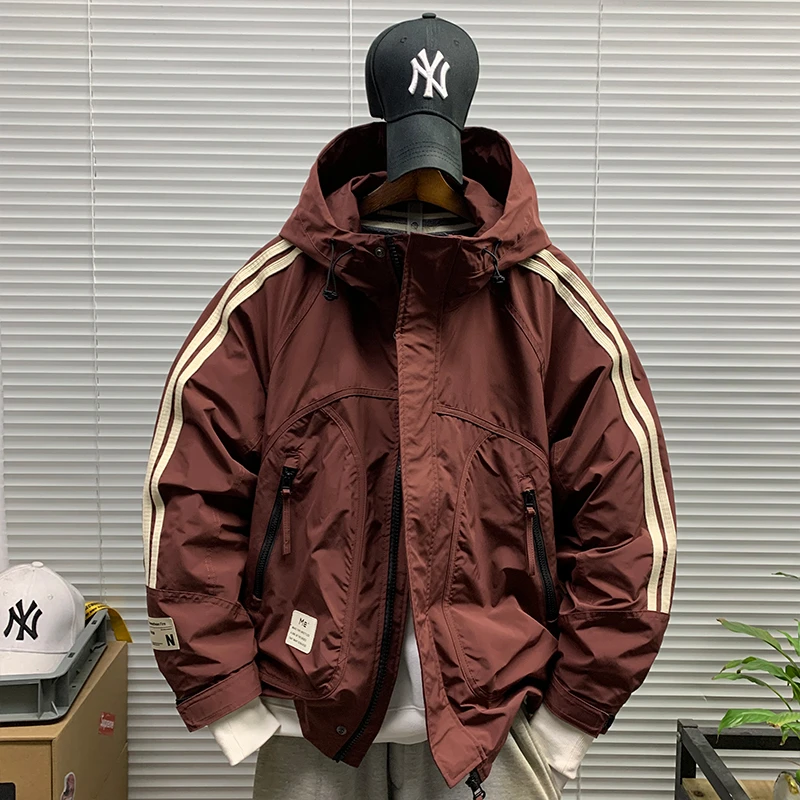 春秋新款连帽机能夹克男士工装潮牌休闲宽松运动百搭防风登山外套