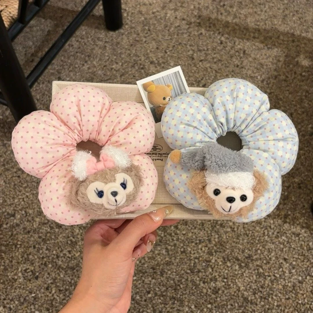 可爱达菲熊雪莉玫花朵大肠发圈高中生甜美可爱少女扎头发发绳发饰
