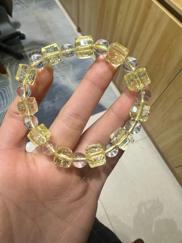 精美黄水晶卡10毫米方糖手串