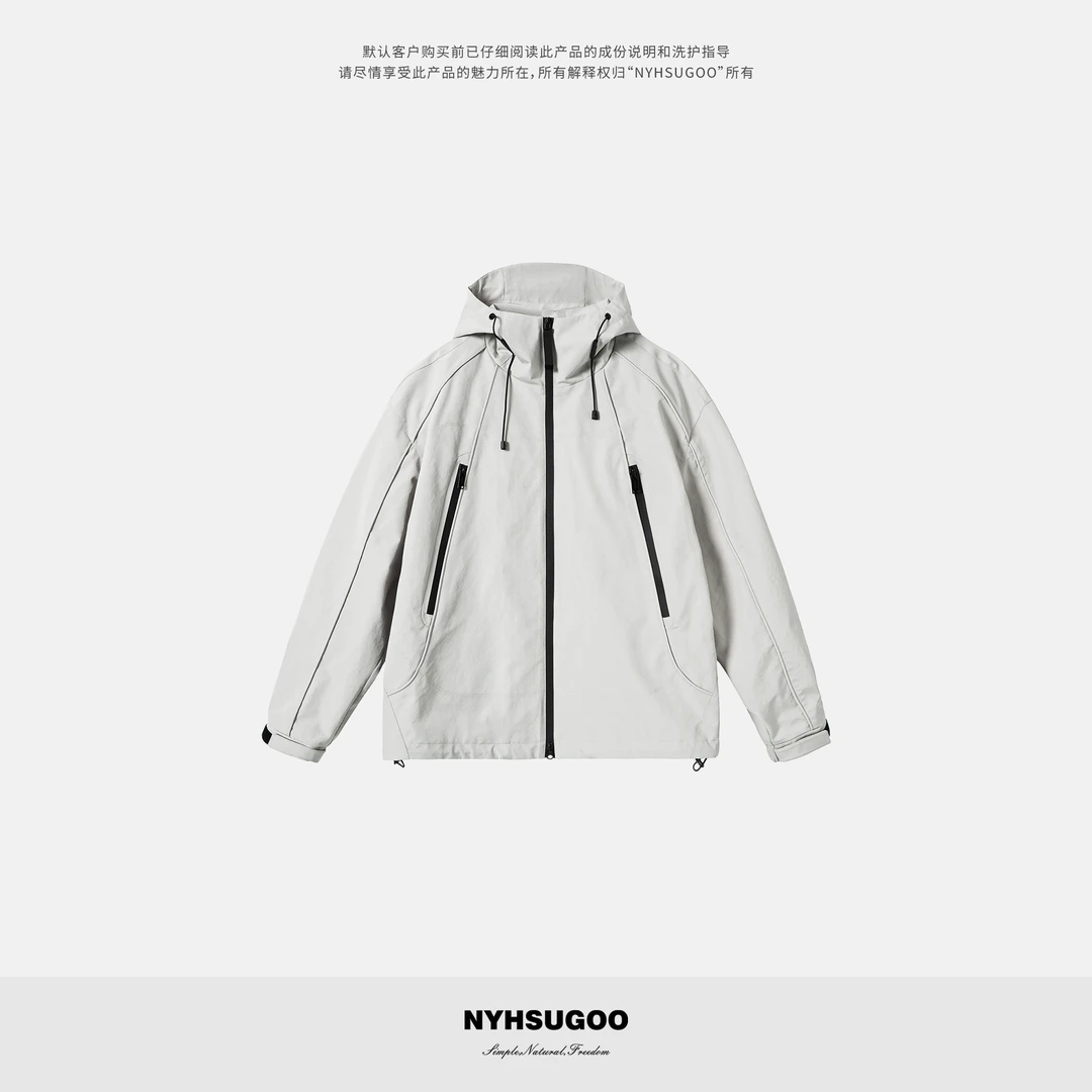 NYHSUGOO/南乙秋季致橡树户外廓形夹克防水连帽外套3757男女同款