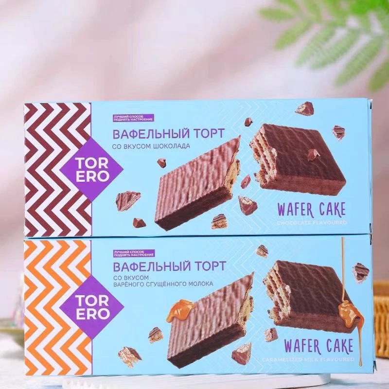 俊美）俄罗斯原装进口巧克力莲牌纯可可脂巧克力夹心威化饼干