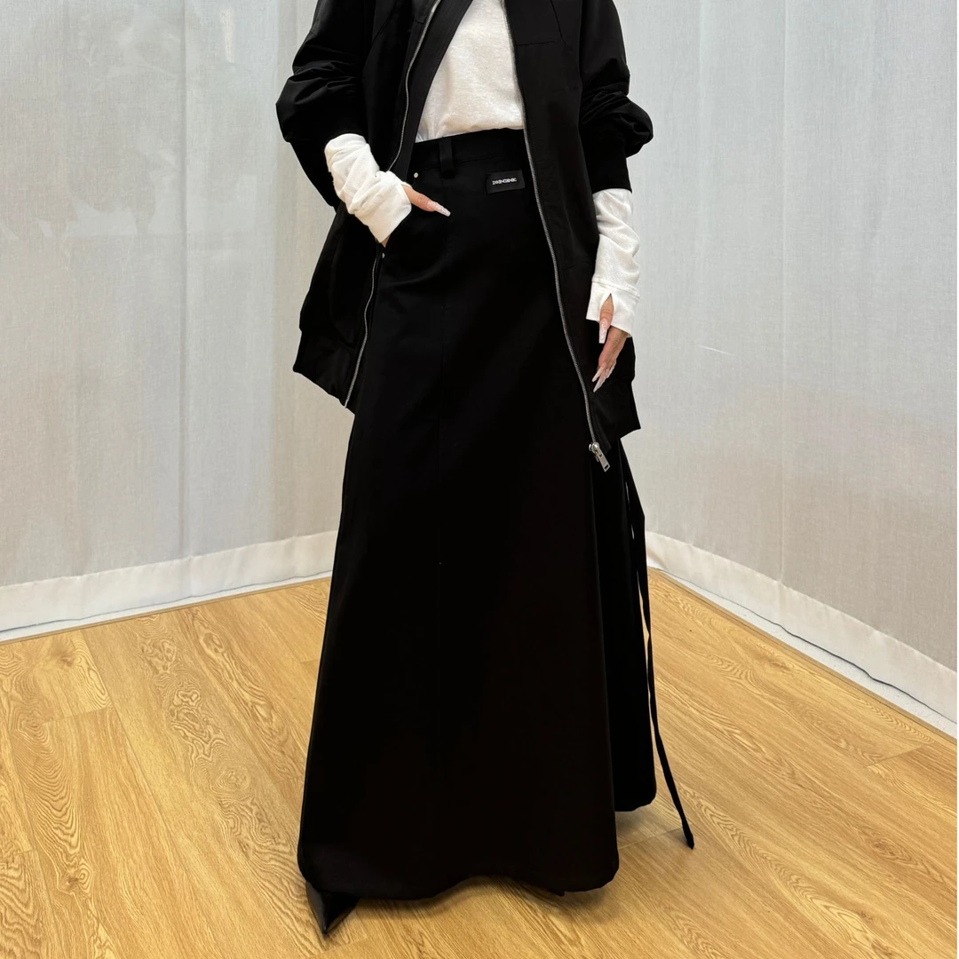 【2XXENOGENEIC】25早春25SS-A233SK 设计师黑色微喇半身裙