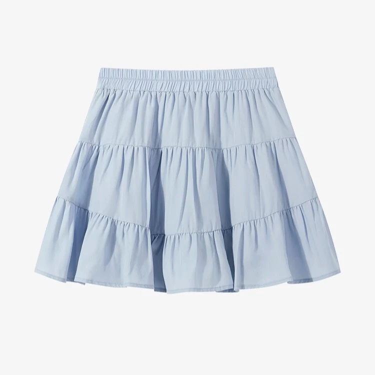 松紧腰蓬蓬a字半身裙裤女夏季新款白色百搭抽皱遮跨高腰显瘦短裙