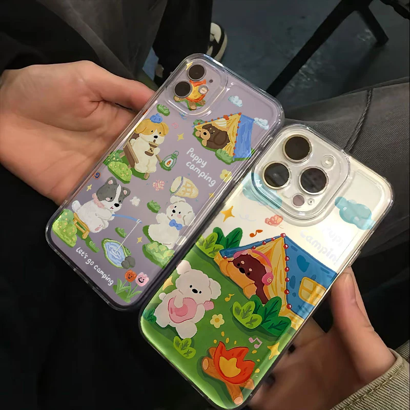 BANCA春日露营小狗适用iphone16/15手机壳苹果14华为vivo小米oppo