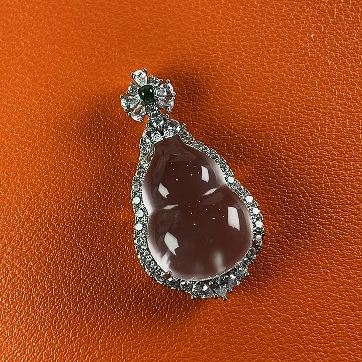 石英质玉银S925镀金镶嵌颈饰