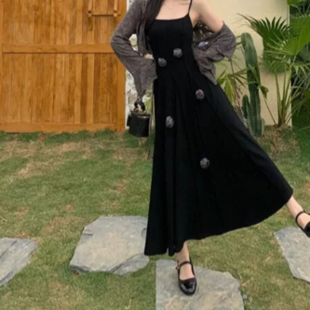 【月姐家大码女装】大码法式女装吊带裙胖MM遮肚显瘦裙子外套两件套