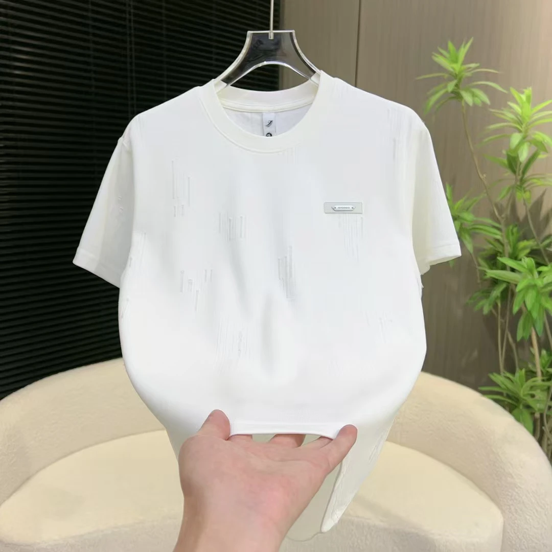 简约百搭轻奢圆领男士体恤衫时尚休闲夏季潮流t恤05