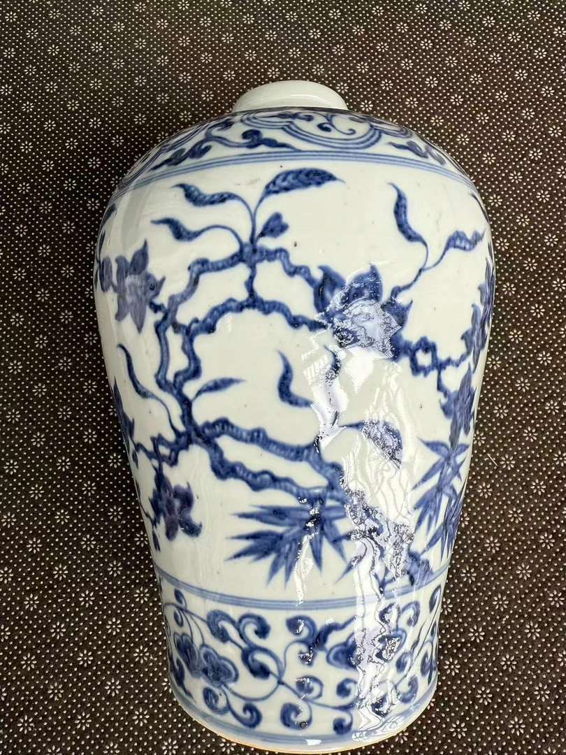 青花梅瓶陶瓷艺术品摆件中式花纹缠枝花瓶青花瓷瓶摆件