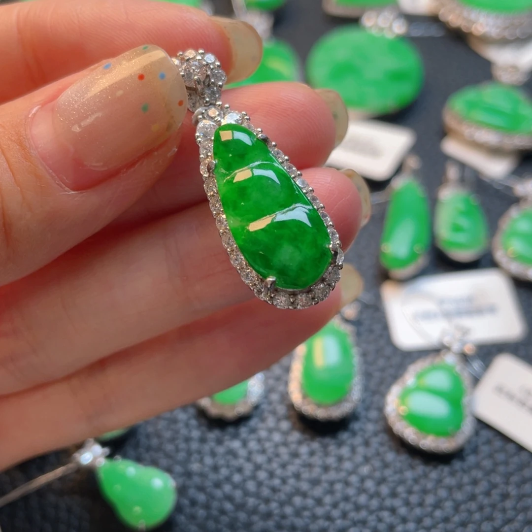 翡翠银S925镶嵌吊坠(不含链)