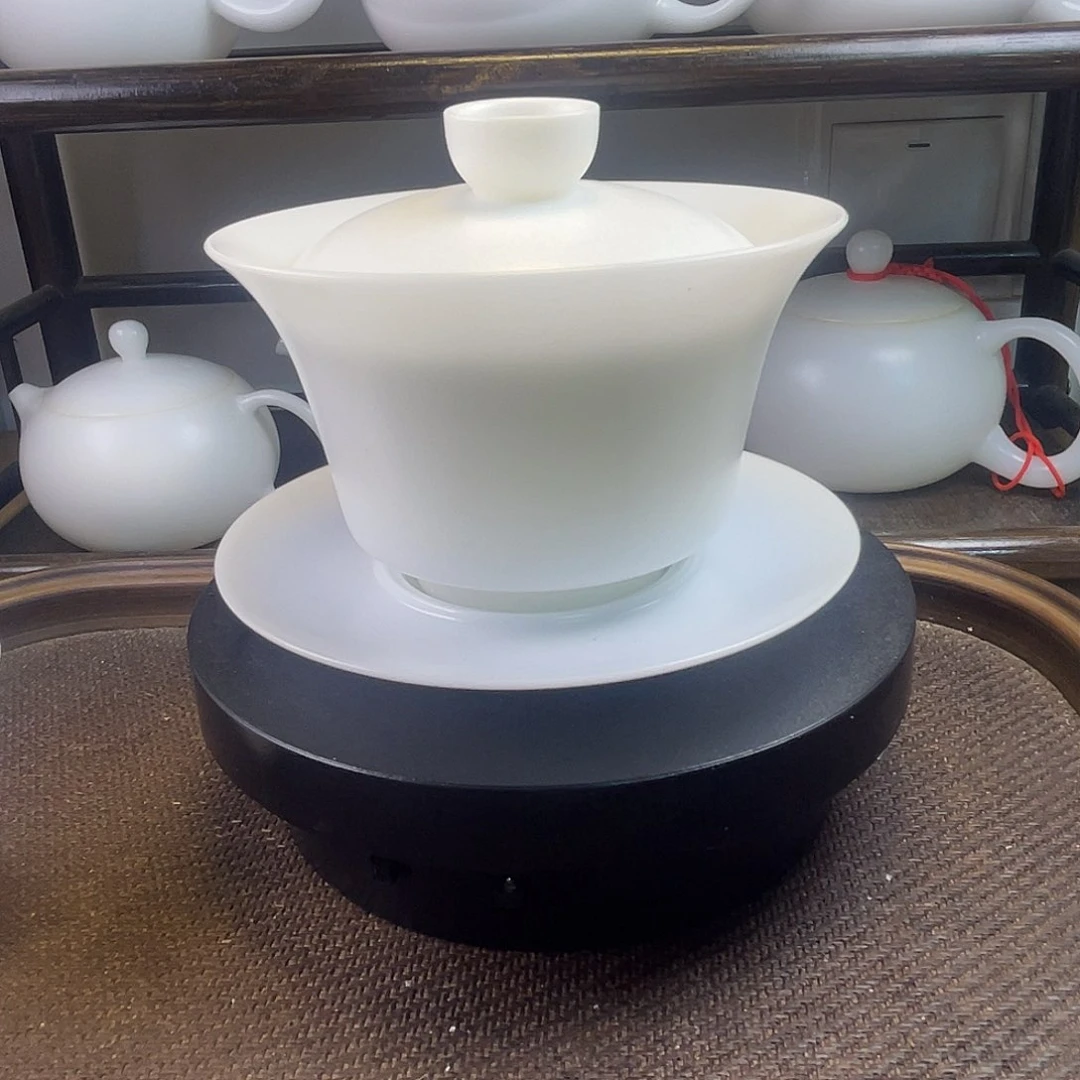 陶瓷素烧高冰马蹄盖碗