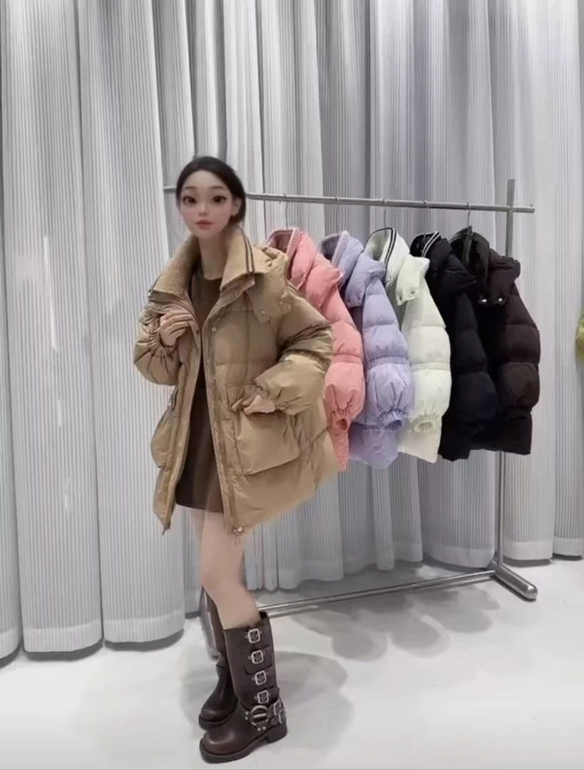 A151#时尚洋气羽绒服女短款2024冬季新款小个子宽松加厚外套