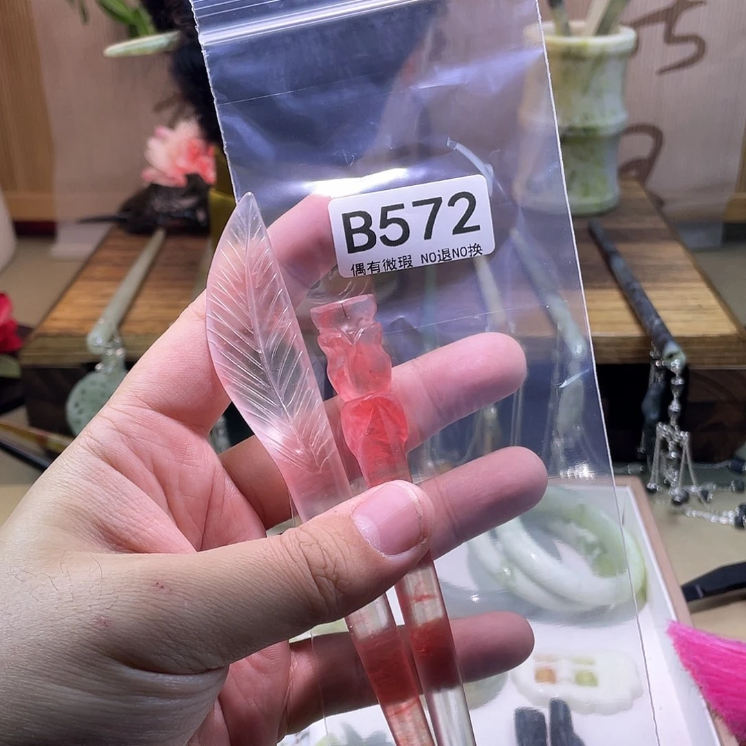 蛇纹石玉发饰银S925镀金镶嵌离***寂