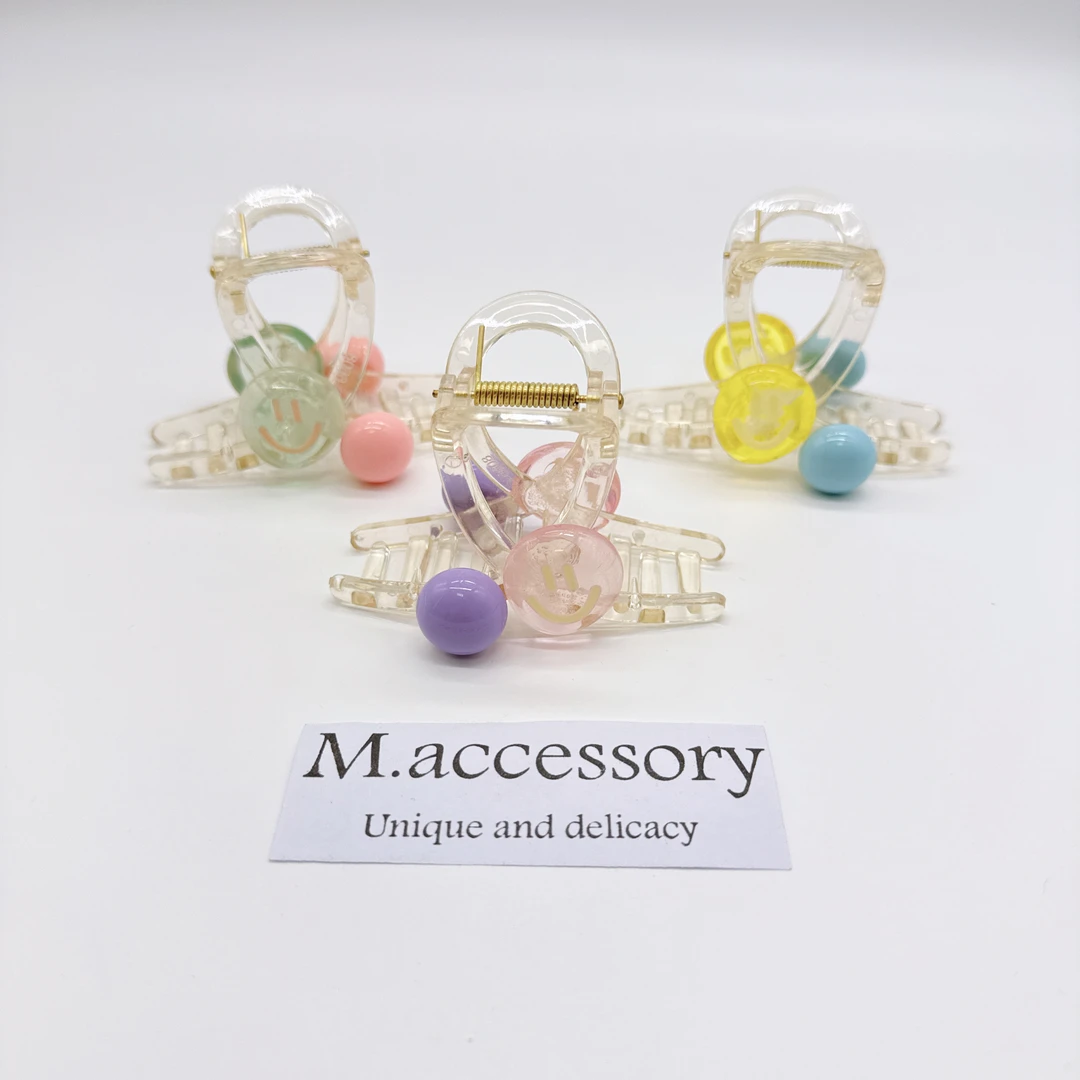 Mi33  透明彩色笑脸中号发抓抓夹 Z06057Z23