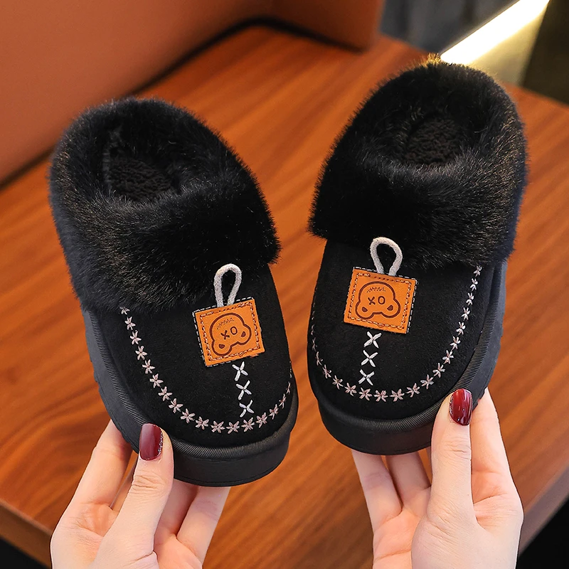 儿童棉拖鞋秋冬2025包跟男童中大童保暖防滑室内居家亲子包头棉鞋