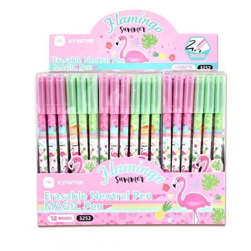 【优品文创】火烈鸟/水果派对高颜值拔帽可擦中性笔晶蓝色0.5mm