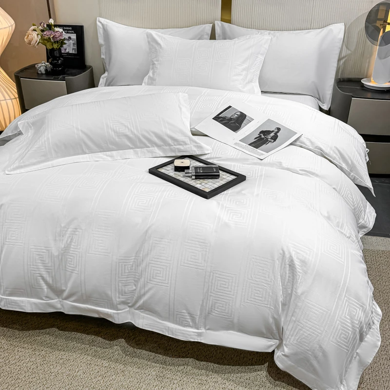 Renos/兰诺斯四件套全棉简约提花星级酒店布草民宿轻奢高档床品