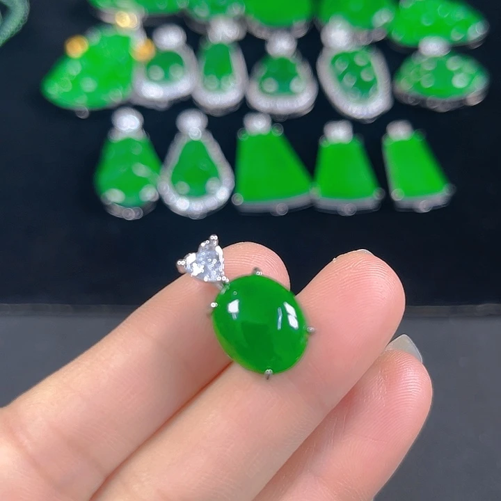 翡翠银S925镶嵌吊坠(不含链)