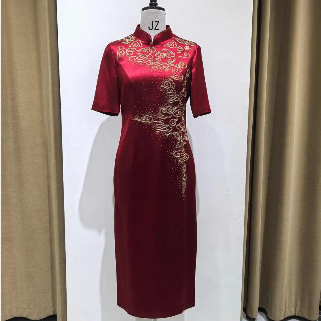 22616婚宴装年轻遮肚子洋气丈母娘婚礼妈妈订婚礼服时尚旗袍高贵