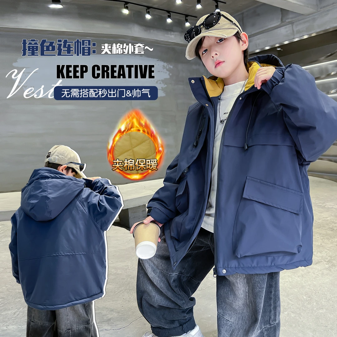 【欢欢优选】2025冬季新款休闲户外工装加棉冲锋衣帅气风衣外套5091
