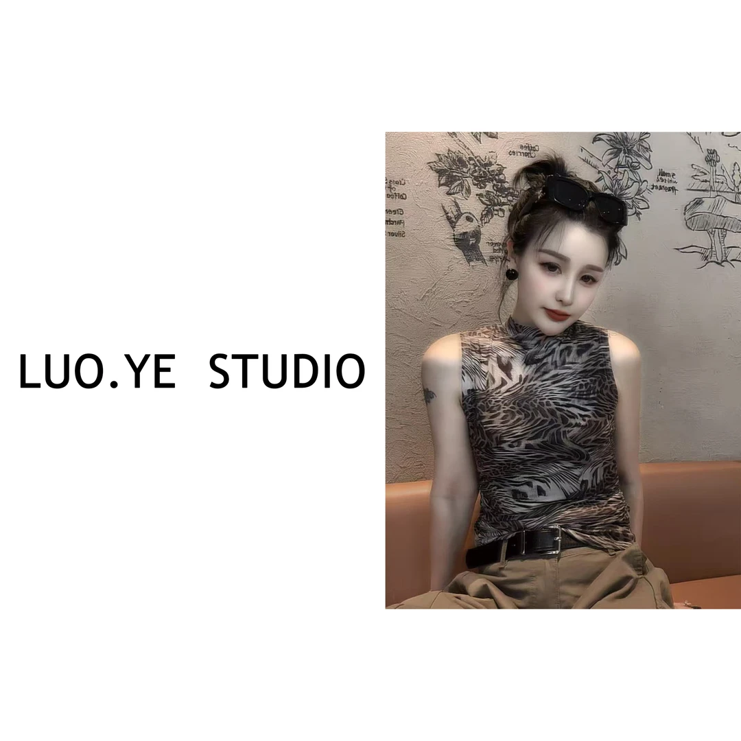 罗爷 · 【纹·狩】豹纹欧货网纱上衣背心T恤防晒欧货短袖女时尚百搭